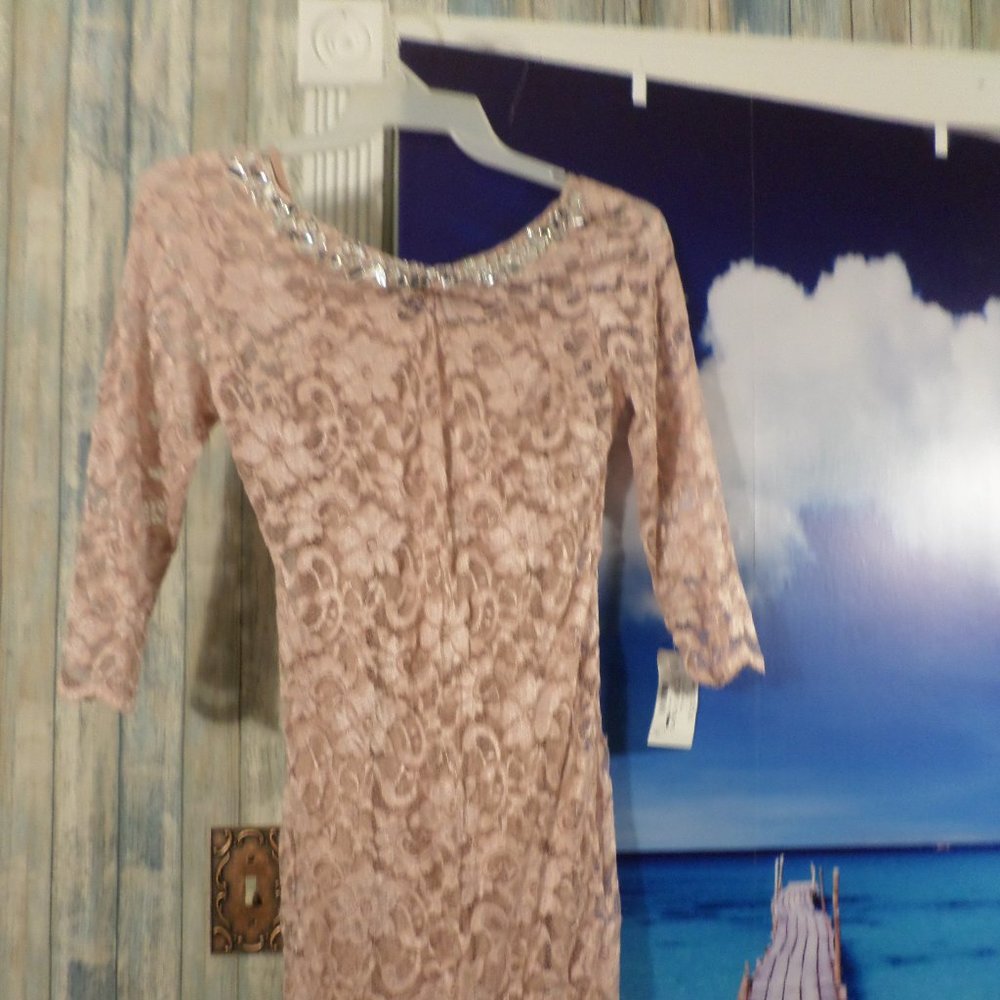 MARINA DUSTY ROSE LACE SLIP DRESS - Picture 2 of 4
